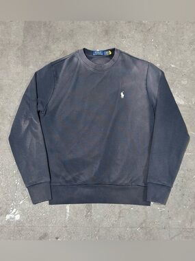 Sun Faded Polo Ralph Lauren Crewneck 100% Cotton Sweatshirt Black Men’s Sz Small